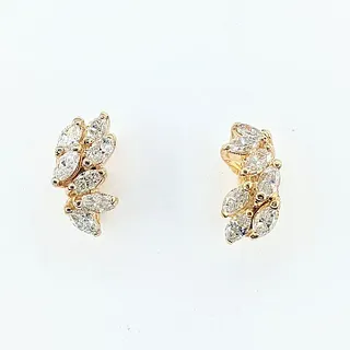 18k Yellow Gold Marquise Diamond Earrings