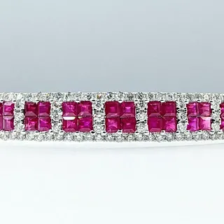 Invisible Set Ruby & Diamond Bangle Bracelet