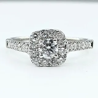 10kw Diamond Halo Engagement Ring