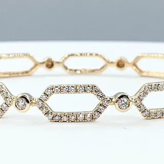 Stylish Diamond Bangle Bracelet - 14K Gold