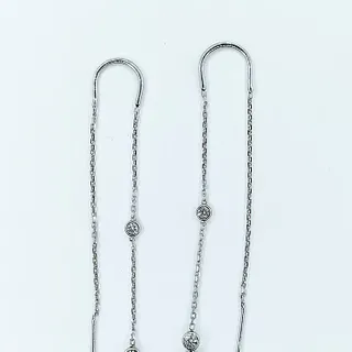 Stylish Diamond & 14K White Gold Threader Earrings