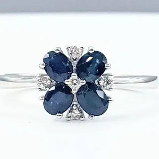 Elegant Sapphire & Diamond Quatrefoil Dress Ring