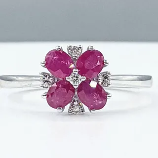 Elegant Ruby & Diamond Quatrefoil Dress Ring