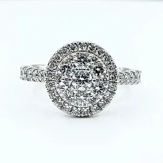 Glittering Diamond Pave & Halo Dress Ring