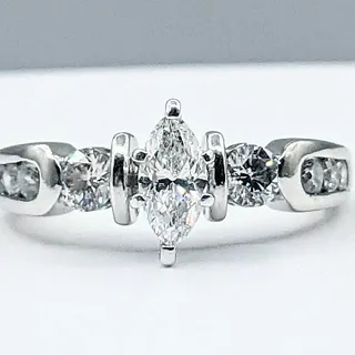 Beautiful Marquise & Brilliant Cut Diamond Engagement Ring