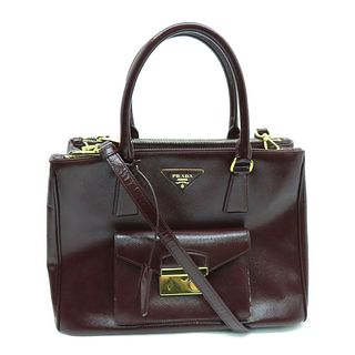 Prada 2 Way Shoulder Satchel Shoulder Handbag BN2732 Calf Leather Red