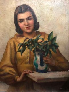Young Female with Plant by Diego Rivera