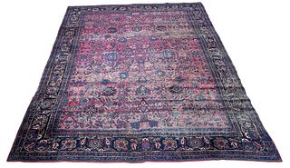 Room Size Persian Hand Knotted Red & Blue Rug 