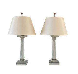 Pair RESTORATION HARDWARE Matching Glass Table Lamps