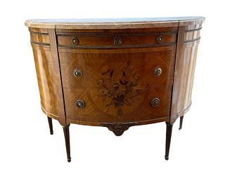 French Marble Top Demilune Cabinet