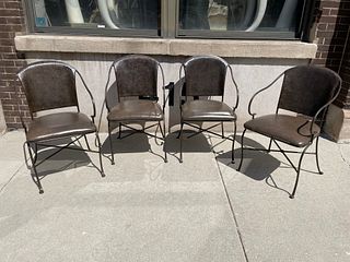 Set of Four Rustic Iron French Dining Chairs