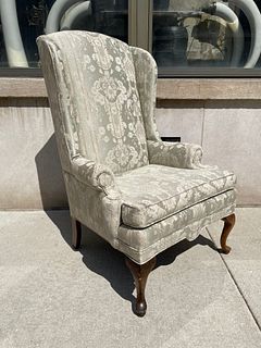 High Back Damask Type Armchair