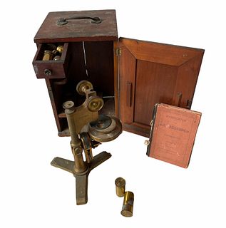 Early 19th Century Brass Microscope and Accessories