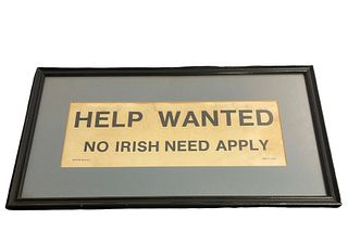 Vintage Irish Help Wanted Sign 