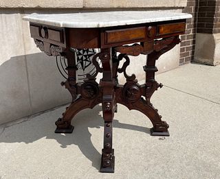 After BELTER Victorian Marble Top Table 
