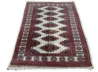 Approx. 4' x 6' Red & White Baluch Rug