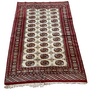 Approx. 6' x 4' Red & White Baluch Rug