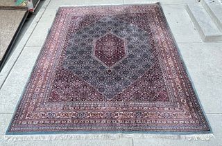Room Size Oriental Blue and Red Rug 
