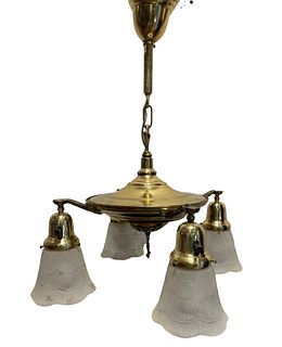 Four Arm Gold Victorian Hanging Light Fixture 