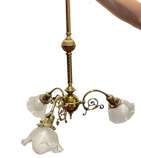 Three Arm Gold Victorian Hanging Light Fixture