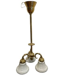Three Arm Gold Victorian Hanging Light Fixture