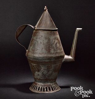 Pennsylvania wrigglework coffee pot, mid 19th c.,