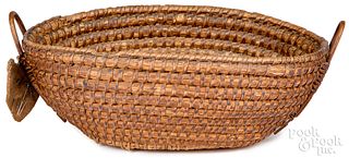 Pennsylvania rye straw sewing basket, 19th c.