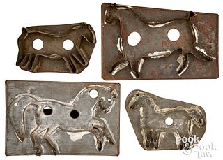 Four Pennsylvania tin cookie cutters, 19th c.