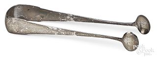 Albany, New York coin silver sugar tongs, ca. 1810