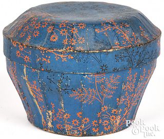 Unusual wallpaper dome lid box, 19th c.