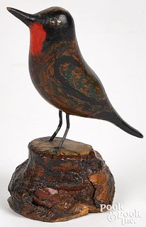 Joseph Moyer carved and painted song bird