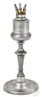 New York City pewter fluid lamp, 19th c.