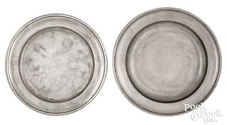 Two New York pewter plates, ca. 1780