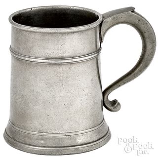 New York or Philadelphia pewter pint mug, 18th c.