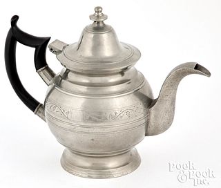 Beverly, Massachusetts pewter teapot, ca. 1845