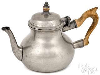 English Queen Anne pewter teapot, ca. 1730