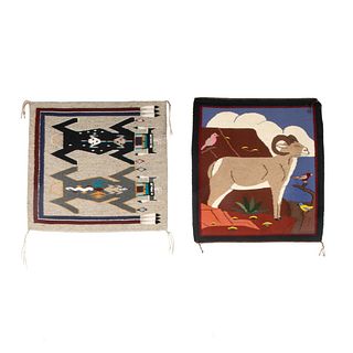 Diné [Navajo], Pair of Pictorial Textiles, ca. 1970's