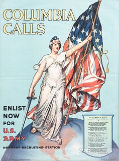 Period WWI Recruiting Poster "Columbia Calls"