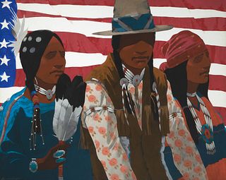 Louis de Mayo, Untitled (Three Figures with American Flag)