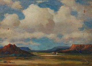 Albert Groll Oil on Board Arizona Clouds