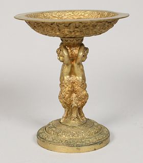 Theodore Blard Gilt Brass Figural Tazza