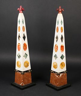 Pair of Continental Marble Obelisks