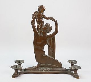 Emory P. Seidel Art Nouveau Figural Candelabra