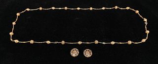 French Export 20k Gold Necklace & Earring Set