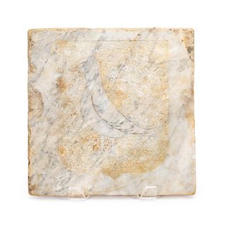 MARBLE PLAQUE WITH CARVED DOVE CREST