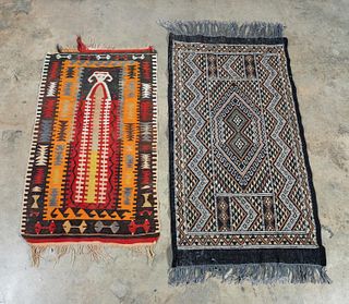TWO HAND WOVEN WOOL ORIENTAL RUGS, LARGER 5 x 3