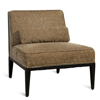 MODERN GRAY UPHOLSTERED OPEN SIDED LOUNGE CHAIR