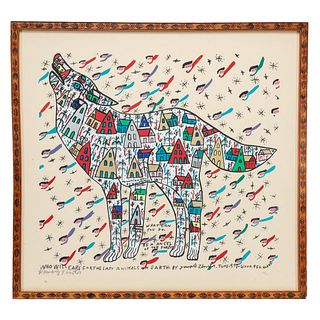 HOWARD FINSTER LITHOGRAPH, 1997,"WHO WILL CARE..."