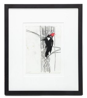 TODD MURPHY, "WOODPECKER", MM DRAWING ON PAPER
