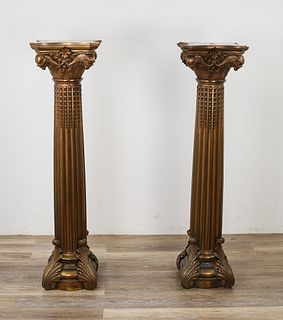 Pair of Neoclassical Patinated Bronze Pedestals